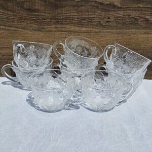8 Curved Glass Grape Vine Honeycomb Optic Punch Cups 2.25" holds 6oz celebration